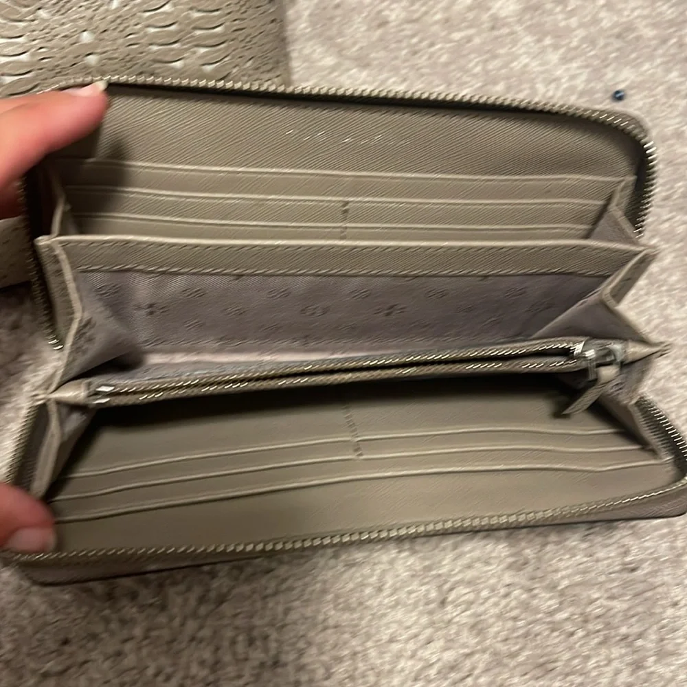 Tory Burch Taupe Perforated Tote and Wallet Set
